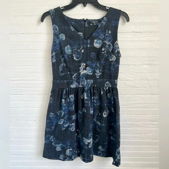 THAKOON by Design Nation Blue Plaid Floral Print Sleeveless Dress Size 6 - Picture 2 of 13